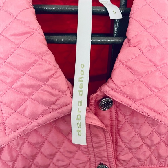 100% Silk Debra deRoo Pink Quilted Jacket Size Small - Picture 5 of 8